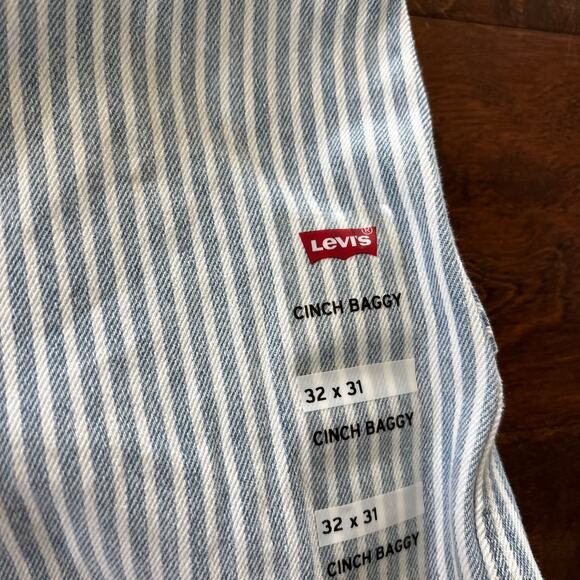 NWT Levi's High Rise Cinch Baggy Carpenter Pants Blue and White Women's Size 32 - Picture 9 of 12